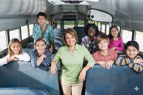 bus-driver-and-students bus driver and students